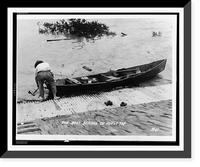 Our boat beached on house top, Antique Print
