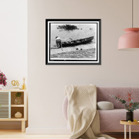 Our boat beached on house top, Antique Print