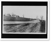 Historic Framed Print, [House and other buildings on left of a country road],  17-7/8" x 21-7/8"