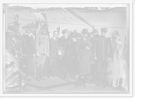 Historic Framed Print, Departure of JASON: Mrs. Chas. Saltzman, Mrs. Lawton, Major Lawton, C.O. Laughlin, Mrs. L. Wood, Mrs. W. Draper, G. McAneny, G.R. Adamson, Lt. Com. C.E. Courtney,  17-7/8" x 21-7/8"