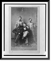 Historic Framed Print, [Four unidentified men including at least one Union officer, full-length portrait, seated and standing, facing front],  17-7/8" x 21-7/8"
