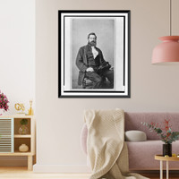 Historic Framed Print, [Unidentified Union officer, half-length portrait, seated, facing front].Photographed by E. & J. Bruening, Indianapolis, Ind.,  17-7/8" x 21-7/8"