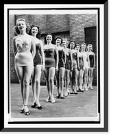 Nine finalists for the Miss New York City beauty contest line up atop a city hotel, Antique Wall Art