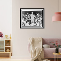Benny Goodman, standing, playing clarinet, admirers look and listen, other bandmembers in foreground Classic, Vintage Wall Art