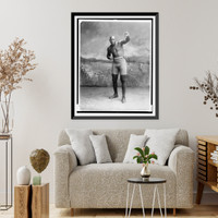 Historic Framed Print, [Jack Johnson, full-length portrait, standing, facing front, fists in fighting stance],  17-7/8" x 21-7/8"