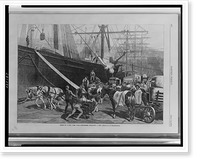 Scene on a New York dock. Stevedores unloading a ship.drawn by I.P. Pranishnikoff, Vintage Wall Art