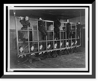 Historic Framed Print, [Female students posing with exercise equipment in a gymnasium, Western High School, Washington, D.C.],  17-7/8" x 21-7/8"