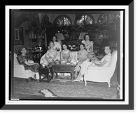 Barbara Hutton, seated (left), with group of women, in living room of house, Antique Wall Art