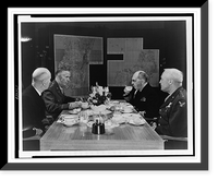 Admiral William Leahy (right, rear) seated with three other officers at a table with floral centerpiece, maps on wall in background, Antique Wall Art