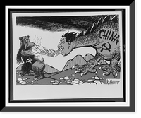 Chinese dragon breathing fire on Soviet bear, Historic Reproduction