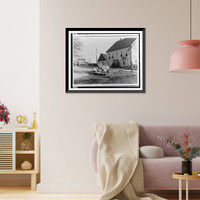 Mercedes-Benz automobile passing in front of a building decorated with wreaths Classic, Vintage Print