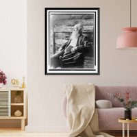 Historic Framed Print, John Burroughs in rustic chair,  17-7/8" x 21-7/8"