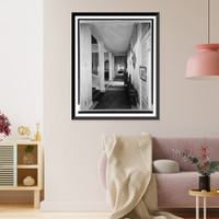 Historic Framed Print, Washington, D.C.. James Parmelee home. Interior. Areaway with seats and statuary.photo by Frances Benjamin Johnston.,  17-7/8" x 21-7/8"