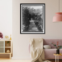 Historic Framed Print, Washington, D.C.. James Parmelee home. Pathway in formal garden.photo by Frances Benjamin Johnston.,  17-7/8" x 21-7/8"