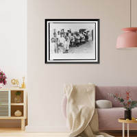Greek and Armenian refugee children from Anatolia standing outside one-story building, near Athens, Greece, Vintage Print