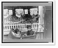 Historic Framed Print, Children in front of grocery store, Chicago, Illinois,  17-7/8" x 21-7/8"