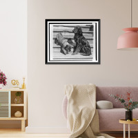 Historic Framed Print, Whoopie and Englehurst Gillette two of the White House dogs with Robert R. Robinson,  17-7/8" x 21-7/8"