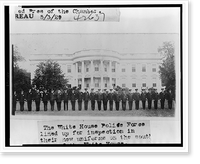 The White House police force lined up for inspection in their new uniforms on the south lawn of the White House, Historic Print