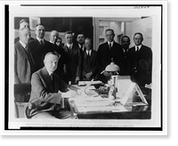 Historic Framed Print, President Coolidge signing the Cameron Bill which authorizes the construction of the Coolidge Dam in Arizona,  17-7/8" x 21-7/8"