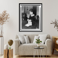 Historic Framed Print, [Grace Coolidge, half-length portrait, seated, knitting, facing left],  17-7/8" x 21-7/8"