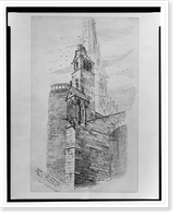 Vintage Photo Print - Sketch of bit of restored work on Notre Dame de