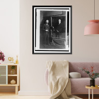 E. Hodgson Smart, the prominent English painter, and his canvas of President Harding which he has just completed, Antique Print