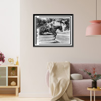 Jacqueline Kennedy, riding her horse Ninbrano, clears a hurdle at the Loudoun Hunt horse show in Leesburg, Va, Antique Wall Art
