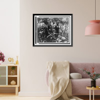Standing knee deep in salt water under the branches of a mango tree, a weapons company commander spots the bursts of mortar fire".photo by Sgt. John Bushemi.", Vintage Wall Art