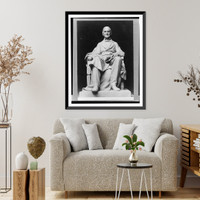Statue of Ralph Waldo Emerson, full-length, seated, facing front, Vintage Poster