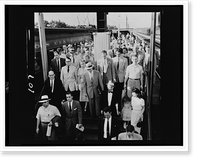 Commuters on platform after getting off train, Park Forest, Illinois.Sandberg. Classic, Antique Poster