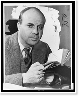 John Dos Passos, head-and-shoulders portrait, facing front, holding book.photo by Eric Schaal, Antique Print