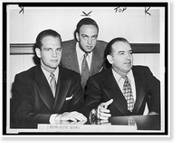 David Schine (left), Roy M. Cohn, and Senator Joseph McCarthy (right) during a subcommittee hearing in New York in 1953, Vintage Print