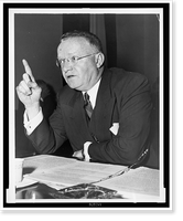 Fred A. Hartley, Jr., half-length portrait, facing front, testifying before the House Labor Committee about changes in the Taft-Hartley Act, Historic Print
