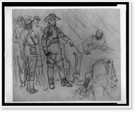 Officer pointing to man in bed in a tent, Antique Wall Art