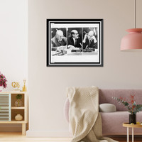 Historic Framed Print, [Composite photograph of three images taken October 23, 1962 during a United Nations Security Council meeting on the Cuban Missile Crisis: (left to right) Soviet foreign deputy minister Valerian A.,  17-7/8" x 21-7/8"
