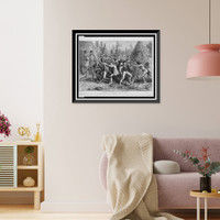 Historic Framed Print, Conflict of the Linn boys with the Indians,  17-7/8" x 21-7/8"