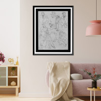 Sketches of people in action - 2, Historic Print
