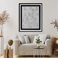 Sketches of people in action - 2, Historic Print