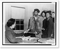 African American women presenting papers to a clerk, probably WAACs about to begin training, Antique Wall Art