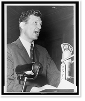 Congressman John V. Lindsay speaking at Board of Estimate meeting at City Hall on expressway.World Telegram & Sun photo by Fred Palumbo, Historic Reproduction
