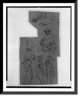 Seven sketches of soldiers and how they carry their packs, Vintage Wall Art