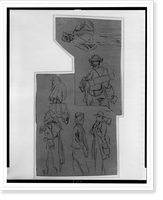 Seven sketches of soldiers and how they carry their packs, Vintage Wall Art