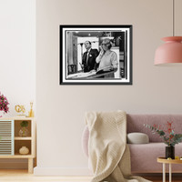 Historic Framed Print, [Robert Merrill and Florence Henderson during recording session for Carousel"]",  17-7/8" x 21-7/8"