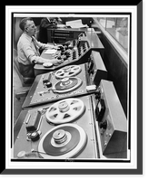 Louis Layton seated at the controls during a recording session for Carousel" at RCA Victor", Historic Print