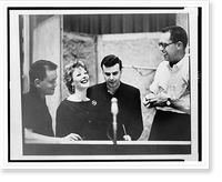 Historic Framed Print, Jerry Ross, Gwen Verdon, Dick Adler and musical conductor Hal Hastings during recording session of the smash Broadway show, Damn Yankees,  at the RCA Victor studios,  17-7/8" x 21-7/8"