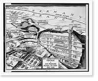 Historic Framed Print, [Drawing that shows a cross-section, with labels, of the fortifications along the Maginot Line between France and Germany].HCD.,  17-7/8" x 21-7/8"