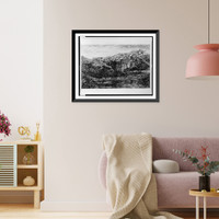 Historic Framed Print, [Distant view of Constantine atop cliffs with lake or river in the foreground].Lalanne.,  17-7/8" x 21-7/8"