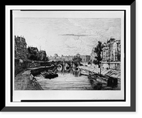 Historic Framed Print, Vue prise du Pont Saint-Michel (le Pont Neuf et le Louvre).Lalanne.,  17-7/8" x 21-7/8"