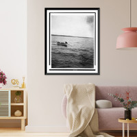 Historic Framed Print, [A surf-boat" with several passengers returning to shore from the steamer Harlaw,  off Sable Island,  Nova Scotia]",  17-7/8" x 21-7/8"