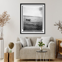 Historic Framed Print, [A surf-boat" with several passengers returning to shore from the steamer Harlaw,  off Sable Island,  Nova Scotia]",  17-7/8" x 21-7/8"